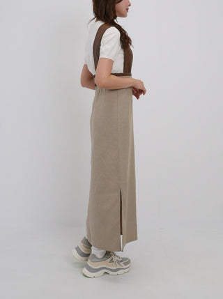 Leather piping long skirt