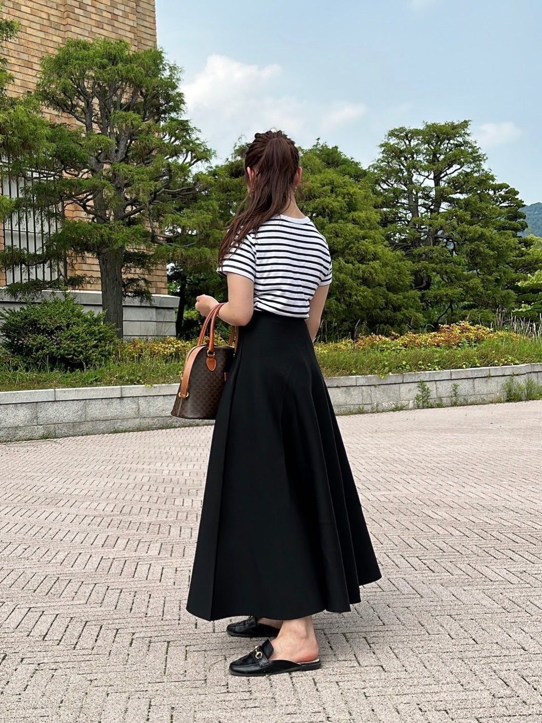 Long flared knit skirt