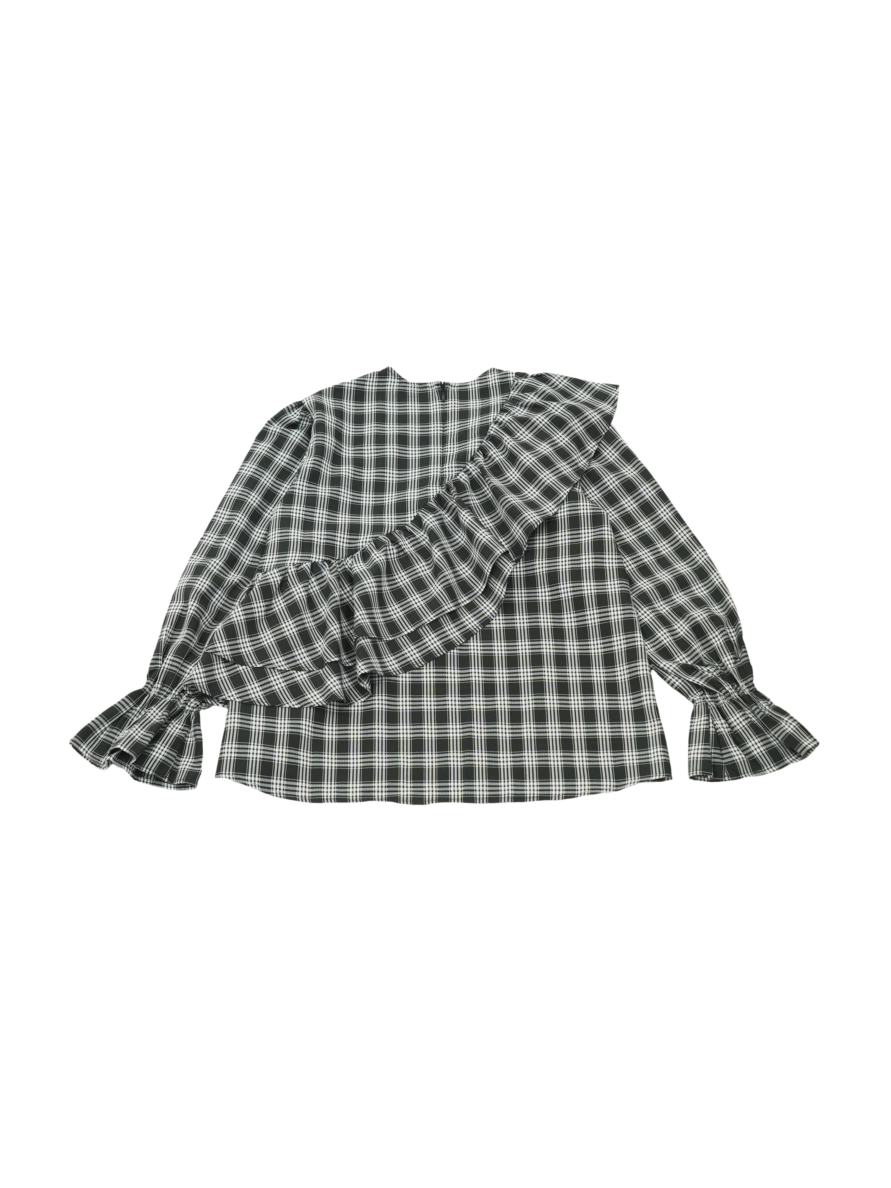 試着のみになりますClaSTEllaR ROUND FRILL BLOUSE CHECK