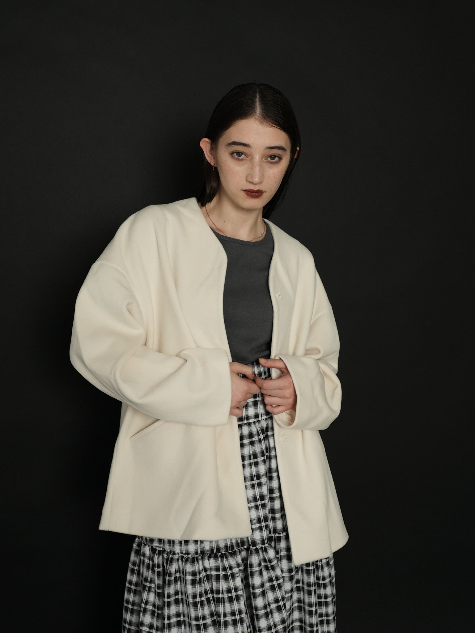 clastellar fur ribbon coat sand Clastellar のFUR RIBBON COAT