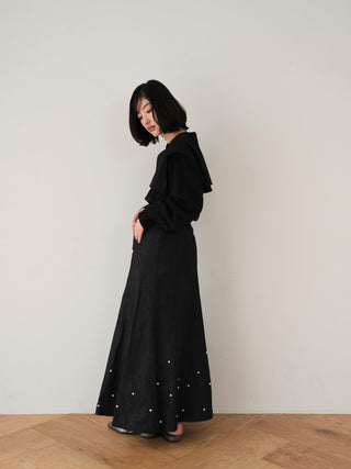 Denim pearl skirt